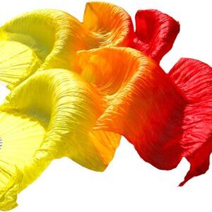 Women Silk Belly Dance Fans Long Folding 180cm Veil for Performance Costume